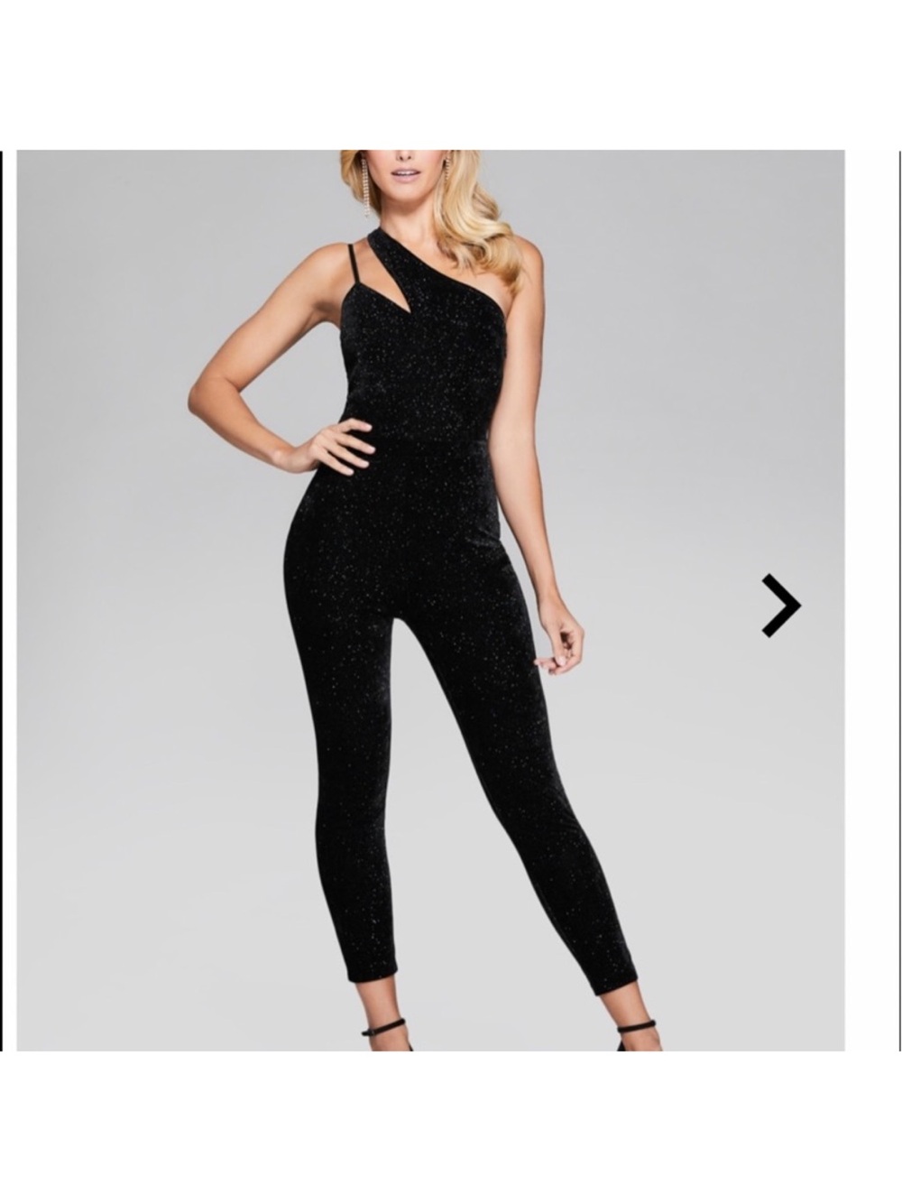 Marciano Black One-Shoulder Sparkle Jumpsuit